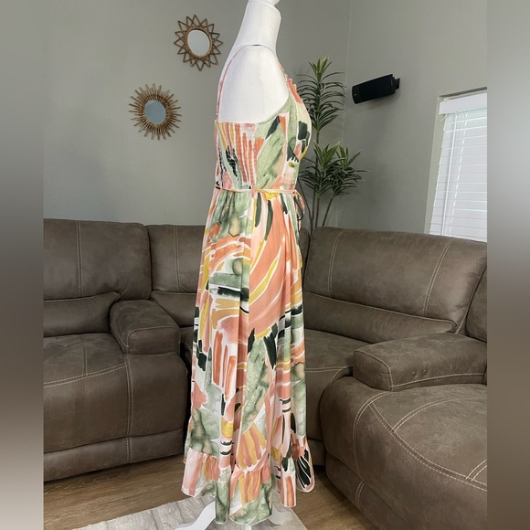GORGEOUS New Watercolor Spaghetti Strap Summer Dress Sz L Large - Picture 8 of 12